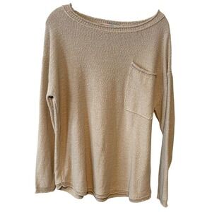 Free People FP Beach Women's Oatmeal Cotton Blend Nubbly Rollneck Sweater Size S